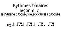 Rythmes binaires, leçon n°7 : le rythme croche / deux doubles croches