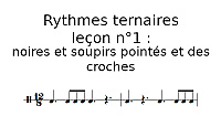 Rythmes ternaires, leçon n°1 : noires et soupirs pointés, trois croches