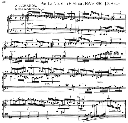 Mouvement l'Allemande de la Partita N°6 en MI mineur BWV 830 de J.S. BACH