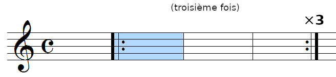 barre de reprise (trois fois)