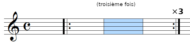 barre de reprise (trois fois)