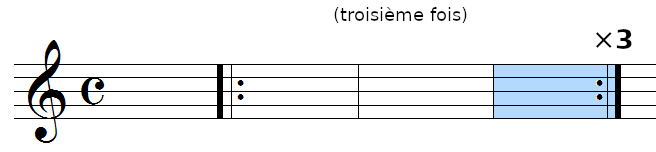 barre de reprise (trois fois)