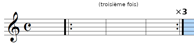 barre de reprise (trois fois)