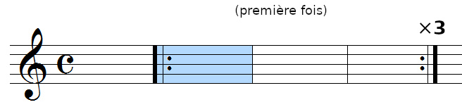 barre de reprise (trois fois)