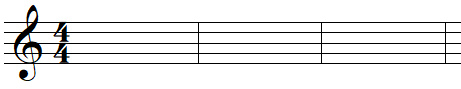 mesures et barre de mesure vide, chiffrage 4/4