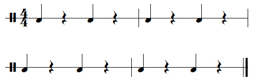 exercice rythmique binaire, leçon n°1, exercice n°2