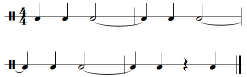 exercice rythmique binaire, leçon n°2, exercice n°4
