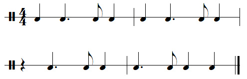 exercice rythmique binaire, leçon n°3, exercice n°4