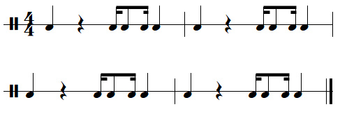 leçon n°9, exercices de rythmes binaires, exercice n°5