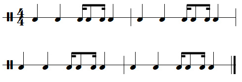 leçon n°9, exercices de rythmes binaires, exercice n°6