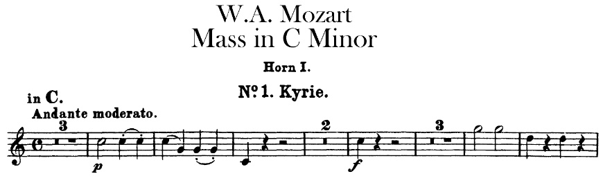 Exemple de transposition à vue en clef de FA troisième ligne par un corniste