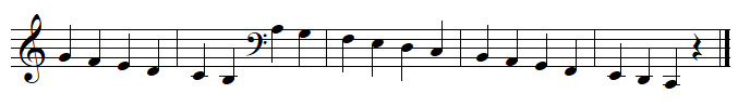 Clefs de SOL avec des lignes supplémentaires en dessous de la portée
