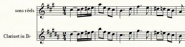 exemple transposition clarinette Sib