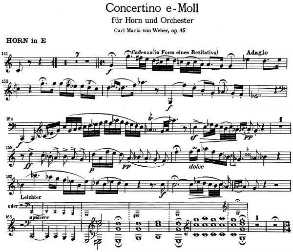 concertino en Mi mineur pour Cor de Carl Maria von Weber