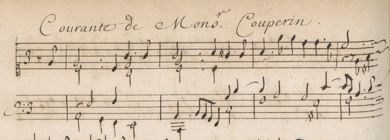 extrait du manuscrit de Bauyn intitulé Courante du compositeur Couperin
