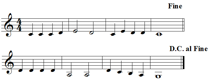 Da capo al fine, exemple