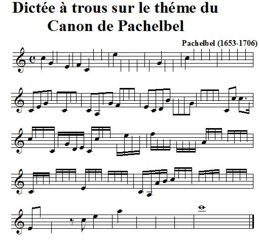 Dictée à trous sur le thème du canon de pachelbel Dictée à trous sur le thème du canon de pachelbel
