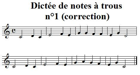 Dictée de notes à trous n°1 - correction Dictée de notes à trous n°1 - correction
