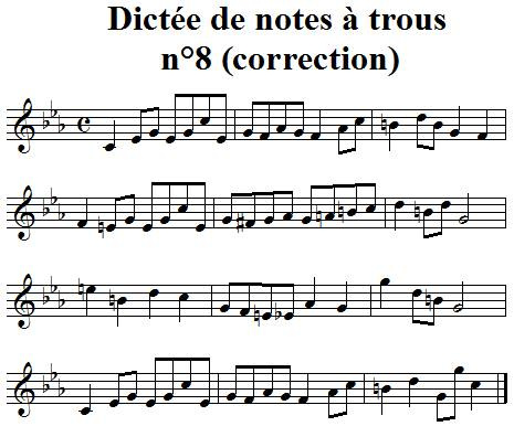 Dictée musicale à trous n°8 correction