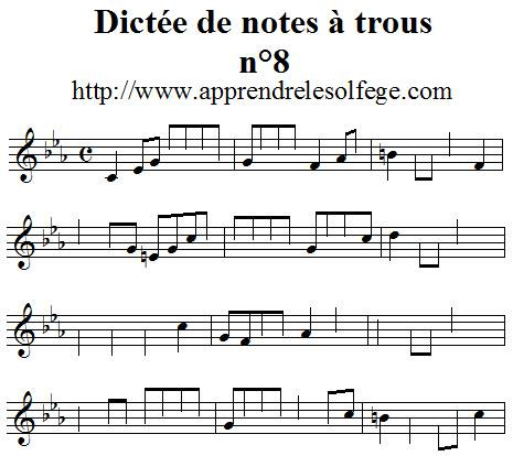 Dictée de notes à trous n°8