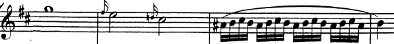 Divertimento K136 de Mozart, allegro, développement, thème A en Si mineur