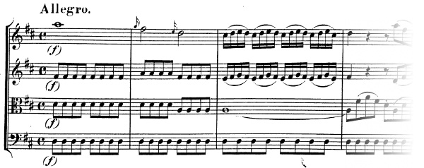 Divertimento K136 de Mozart, allegro, exposition, thème A
