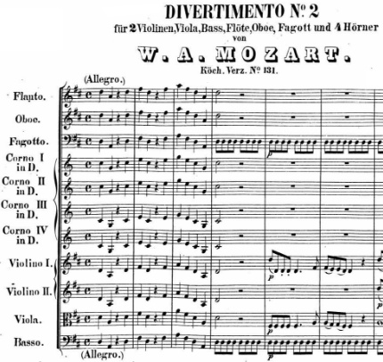 Nomenclature du divertimento k131 de Mozart Nomenclature du divertimento k131 de Mozart