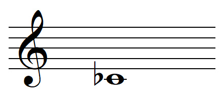 La note DO bémol en clef de SOL