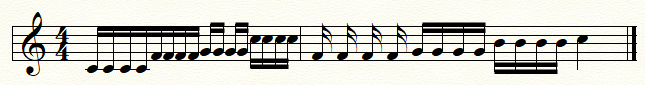 doubles-croches, exemple de ligatures