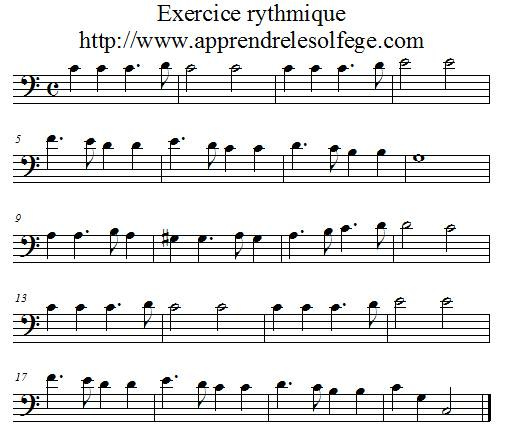 Exercice rythmique binaire 3 FA 4 Exercice rythmique binaire 3 FA 4