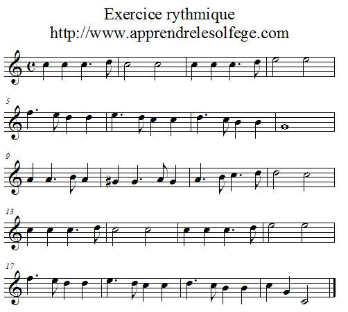 Exercice rythmique binaire 3 Exercice rythmique binaire 3
