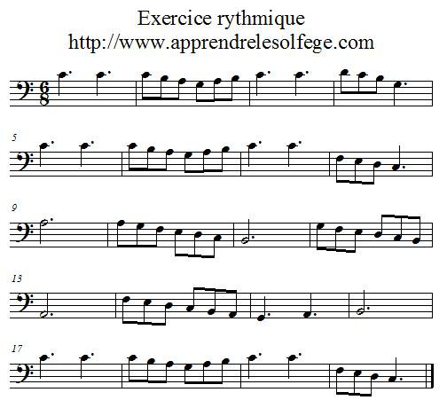 Exercice rythmique ternaire 1 clef de FA Exercice rythmique ternaire 1 clef de FA