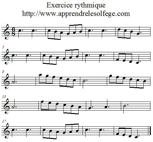 Exercice rythmique ternaire 1 Exercice rythmique ternaire 1