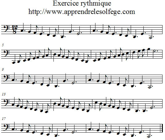 Exercice rythmique ternaire 2 clef de FA Exercice rythmique ternaire 2 clef de FA