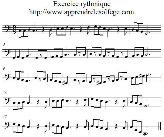 Exercice rythmique ternaire 3 clef de FA Exercice rythmique ternaire 3 clef de FA