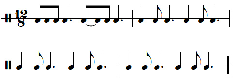 Exercice rythmique n°1 (ternaire) de la leçon 2