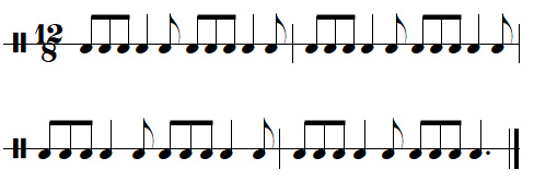 Exercice rythmique n°3 (ternaire) de la leçon 2