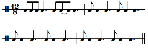 Exercice rythmique n°5 (ternaire) de la leçon 2