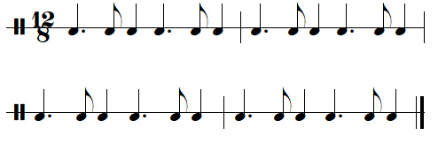 Exercice rythmique n°6 (ternaire) de la leçon 2