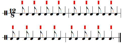 Exercice rythmique n°7 (ternaire) de la leçon 2