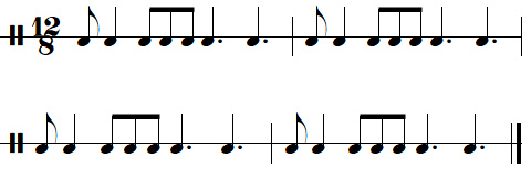 Exercice rythmique n°8 (ternaire) de la leçon 2