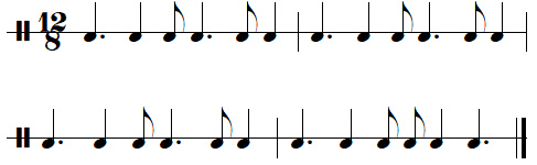 Exercice rythmique n°9 (ternaire) de la leçon 2