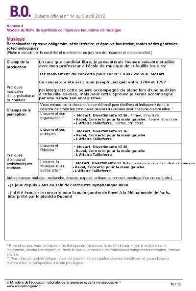 exemple de fiche de synthèse bac musique 2016-2017