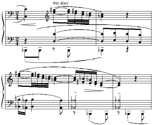 extrait du prélude Voiles pour piano (livre 1) de Claude Debussy