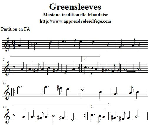 Greensleeves partition en FA Greensleeves partition en FA
