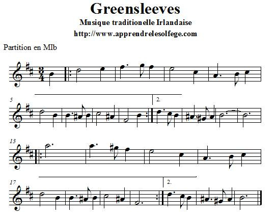 Greensleeves partition en MIb