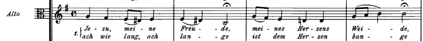 portée des voix alto, Jesu, meine Freude, BWV 227 (Bach, Johann Sebastian), extrait