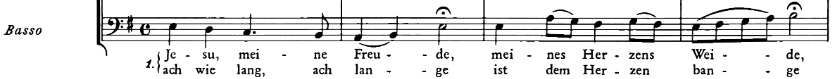 portée des voix basse, Jesu, meine Freude, BWV 227 (Bach, Johann Sebastian), extrait