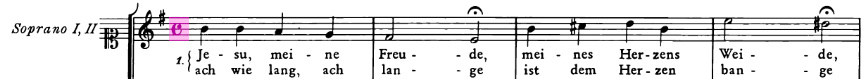 chiffrage de mesure, Jesu, meine Freude, BWV 227 (Bach, Johann Sebastian), extrait