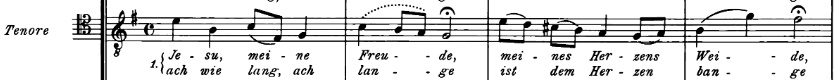 portée des voix ténor, Jesu, meine Freude, BWV 227 (Bach, Johann Sebastian), extrait